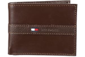 Tommy Hilfiger Men's RFID Blocking 100 Percent Leather Slimfold Wallet Bi-Fold, Tan Zed, One Size