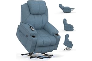 BareTay Recliner Armchair Lift Chair For the Elderly, Power Recliner Chair with Massage & Heat, Extended Footrest, Type C+USB Ports, 2 Cup Holders, Dual Side Pockets Reclining Chairs Lounge Sofa