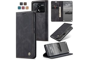 Cracedily Handyhülle für Xiaomi Poco X6 Pro 5G Hülle, Klapphülle Premium Lederhülle Klappbar Flip Case Tasche Magnet Kartenfach Standfunktion Klapphülle Schutzhülle für X6 Pro 5G Handyhülle, Schwarz