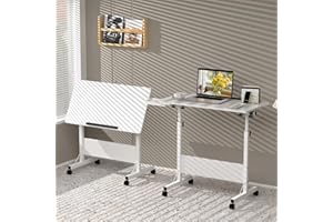Lvhecforhm Blanco Mesa Plegable, Para Ordenador Con Ruedas, Mesa Auxiliar de Altura Ajustable Mesa Escritorio Plegable, Escritorios Portátiles Para Estudio 80x40cm Con Cajón Oculto, Casa Oficina, Sala