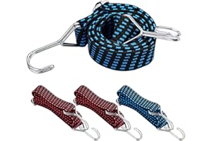JRSHIRLEYLTD 4 Stück Expander-Zurrgurte, verstellbare Flache Bungee-Schnüre mit Haken, Gepäckgurt, für Gepäckträger, Fahrrad, Motor, Camping (blau, rot, 1m)