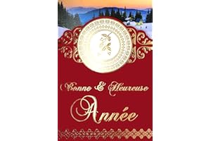 AFIE Carte Découpée Bonne Année Meilleurs Vœux Branche de Houx en Or Doré avec Enveloppe Village Forêt de Sapins de Noël sous la Neige Paysage Hiver Montagne Rouge Bordeaux Traditionnel Souhaits 61-4070-B