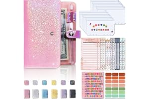 Zankie Enveloppe d'économie d'argent-Reliure d'argent Reliure trésorerie | classeur Budget Portable avec Fermeture à Bouton, défi d'économies classeur en PVC imperméable A6