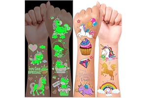 Acevegue 50 Piezas Tatuajes Temporales Niños, Pegatinas Infantiles Calcamonias Tatuajes Niños Luminosos, Regalos Cumpleaños Colegio Detalles Cumpleaños