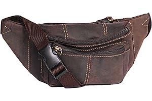 HOUSE OF LEATHER Real Leather Waist Bum Bag Slim Travel Money Pouch Pack Barcelona (Oil Brown)