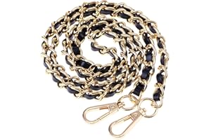BESTOYARD Handtaschen Metall Ketten Handtasche Kette Schultertaschen Riemen Ersatz Zubehör mit Schnallen (Gold Schwarz)