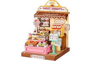 Rolife Miniature Sweetie's Donut Shop, 141 bitar 3D-husmodell pussel 3D-trädockhus att bygga bok nook för vuxna och tonåringar inget lim krävs