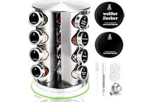 SAEIV 360° Giratorio Especieros Para Cocina, (16 x 100 ml) Botes Especias Con Especiero Giratorio,Especiero Giratorio Para Cocina