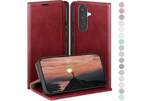 HUOUH für Samsung Galaxy A56 Hülle mit RFID Schutzhülle aus Lederhülle Handyhülle,Kartenfach Leder ständer Handy hülle,360 Grad Schutz Cover für Samsung A56 Klapphülle Wallet Case Rot