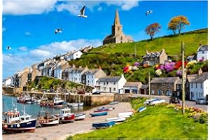 EASICUTI 1000 Pieces Jigsaw Puzzle for Adults -Seaside Village Puzzle for Adults - Recycled Paper Jigsaw Puzzle 1000 Pieces - Fun and Challenging Family Game Great Gift Idea, 70 * 50cm