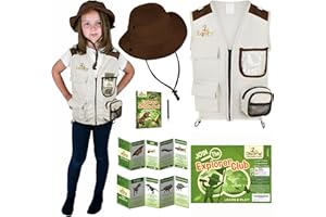 Cheerful Children Toys Kids Explorer Costume Kit including Safari Vest and hat plus Dinosaur and Bug Educational Handbooks. For Dress up, Outdoor Adventures and Role play. Suitable for 3-7 year olds.…