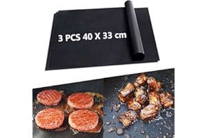 HELESIN BBQ Grill Mat,3 Pcs 40x33cm BBQ Mats for Gas Grill Reusable Non Stick,BBQ Accessories—BBQ Sheets Grilling Mats for Gas,Charcoal,Electric Grill Sheets,Universal Oven Liners,Baking Mat