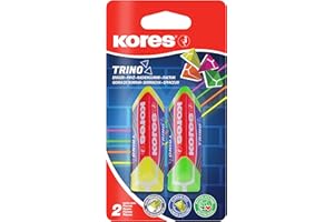‎KORES Kores - Trino: Farbiger Dreieckiger PVC Radierer mit Papierschleife für Kinder, Studenten und Erwachsene, ungiftig und kinderfreundlich, Schul- und Bürobedarf, 60 x 20 x 18 mm, 2 Stück Packung