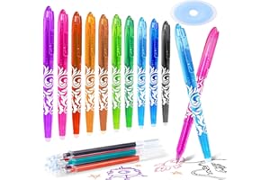 BBLIKE Bolígrafos borrable, 10 bolígrafos borrables y 10 recambios de bolígrafo, bolígrafos de gel borrables, punta de 0,5 mm, rotuladores con goma para adultos, niños, estudiantes, 10 colores…