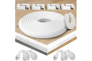 HAPPY CHLEA ® Protection d'Angles et Rebords pour Bébés. Couverture Totale de 6,4 M avec Protège-Angles et 8 Protège Coin. 1 Bloque-Porte et 4 Bloque-Tiroirs. Kit Mousse de Sécurité Meubles Enfants