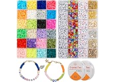 7200 Pcs Clay Heishi Beads for Bracelets, Flat Round Clay Spacer Beads with 900 Pcs Letter Beads, Pendants, Jump Rings, Clay 