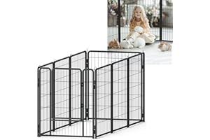 YUENFONG 8 TLG Welpenlaufstall Welpenauslauf 80cm hoch, Freilaufgehege Hundelaufstall Tierlaufstall mit Tür, für Hunde Kaninchen Kleintiere(XL, 528x65x80cm)