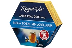 Dielisa, Royal Vit, Jalea Real 2000mg Mega Total sin Azúcares, con 2000mg de Jalea Real, Ashwagandha y Vitaminas que ayudan a mantener los niveles de energía, Formato mensual - 30 viales
