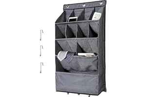 NELLHOMY Schuh-Organizer über der Tür, hängende Schuhaufbewahrung, Aufbewahrung verschiedener Fächer mit 6-Haken-Schuhaufbewahrungsregal für Schuhe, Wohnaccessoires usw（Gray）