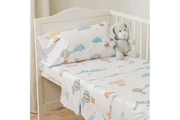 TRAMAS+ Juego Sábanas Cuna 50X80 100% algodón, Juego de sábanas para Bebe, Ropa de Cuna, Sábana Bajera, encimera y Funda de Almohada - Mushie