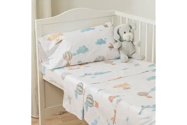 TRAMAS+ Juego Sábanas Cuna 50X80 100% algodón, Juego de sábanas para Bebe, Ropa de Cuna, Sábana Bajera, encimera y Funda de Almohada - Mushie