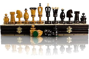 MASTER OF CHESS Superbe Grand Jeu d'échecs incrusté Royal 50cm / 20in Jeu d'échecs en Bois de Luxe fabriqué à la Main