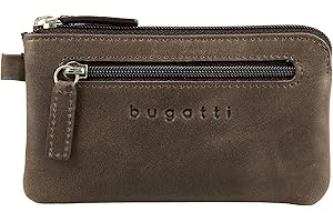 bugatti Volo Llavero de Cuero – Estuche para Llaves con Compartimento para Monedas y Llavero – Elegante Caja de Regalo – Marrón