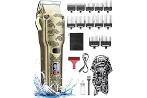 JACK & ROSE Hair Clippers for Men, Cordless Professional Hair Trimmer, IPX7 Waterproof Barber Clipper Kit with USB Rechargeable