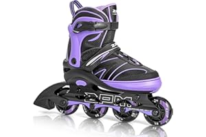 2PM SPORTS Pattini In Linea Bambina 4 Misure Regolabili, Ruote in PU 82A, Pattini Rotelle Ragazzo Bambino