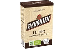 Van Houten - Le Bio - Cacao en Poudre Non Sucré pour Boissons Cacaotées Instantanées - Cacao Soluble - 1 Boîte de 125g Bio