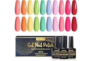 INPING Smalto Semipermante Per Unghie Pastello Neon, 10 Colori Arcobaleno Pastello Neon Collezione UV Smalto Semipermanente, Blu Rosa Arancione Verde Viola Set di Vernici Gel Design 8ml