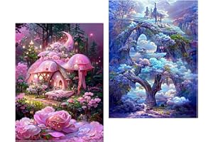 VIART Tree Diamond Painting Kits 2 Pack-Flowers Diamond Art Kits,5D Diamond Painting Kits for Adults Kids Beginners for Gift Home Wall Decor(2 Pack,12x16inch)