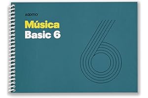 Additio - Cahiers de musique BASIC 6 | Adaptés à tous les âges et processus d'apprentissage | 6 portées de 9 mm | 50 pages | Format A5 paysage | Papier écologique | Spirale | Bleu