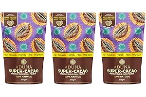 New Aduna Super-Cacao Powder | Natural Raw African Cacao Powder for Cardiovascular Health | Ghanaian Low Cadmium Cacao | 3X 275g Resealable and Recyclable Pack