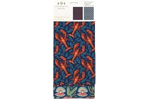 Museums & Galleries Tea Towels - Organic Cotton - Artistic Design Lobsters and Oysters by Catherine Rowe - Set of 2 - Stylish Home Accessory