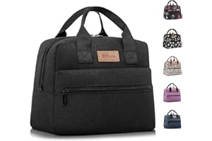 HOMESPON Insulated Lunch Bag for Women Men Adult Work Cool Bag Lunch Box Large Capacity Ladies Lunch Tote(Black)