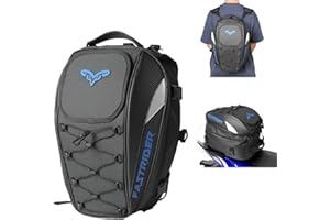 Oamger Sac de Selle pour Moto, Sac de Queue Moto, Portable Sac à Dos et Sacs à Bagages étanche pour Casque de Motos, Double Usage, Capacité Extensible 37L, Bagages et Transport d'Outils (Bleu)