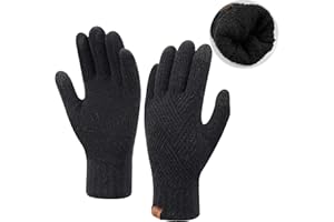 Bequemer Laden Mujer Invierno Guantes Caliente de Punto Guantes Tactiles con Forro Polar Térmico de Doble para Tiempo Frío