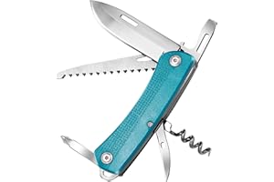 ZIMAIC Navaja Suiza, Navaja Multiusos, 7 Herramientas, Cuchillo, Destornillador, Abrebotellas & Sierra para madera (Azul)