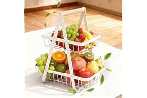 Yesaler Porta Frutta da tavolo 2 Piani Cesto di Frutta Staccabile Portafrutta a Ripiani Moderno Porta Frutta e Verdura per Snack Verdure Pane Bianco