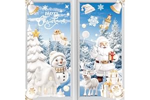 QXRXN Fensterbilder Weihnachten Selbstklebend Weihnachtsdeko Fenster, Fenstersticker Weihnachten Fensteraufkleber Weihnachten Fensterbild, Wiederverwendbar Weihnachts Fensterbilder Winter für Fensterdeko