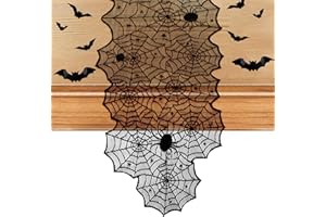 VSPEK Runner da Tavola Halloween, Nero Ragnatela lavabile Runner Tavolo Ragno Stampata Runner per cucina interni ed esterni Tovaglia Corridore da Tavolo Decorazioni Casa da Tavola vacanze, feste 18x72In