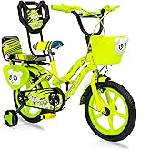 HI-Fast 14 inch Kids Cycle for Boys & Girls 2 to 5 Years with Back Seat & Training Wheels (95% Assembled), (NGreen), Rigid