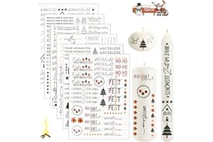 HZMJDHZM Kerzentattoos Weihnachten,6 Stück Kerzen Tattoofolie,Kerzen Sticker,DIY Kerzensticker,Sprüche zum Verschenken,Für individuelle Gestaltung von Kerzen und Kera (L)