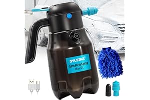 SYLSTAR Pompa Irroratrice a Batteria 2L, 4,2 Bar Spruzzatore a Pressione Ricaricabile con 2 Ugelli, Spruzzatore a Batteria Spruzzatore Schiuma per Lavaggio Auto, Autopressurizzazione