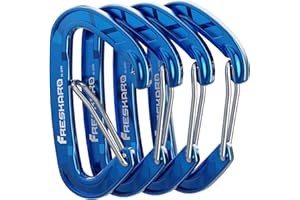 FresKaro 4 Piezas 15kN Mosquetón Wiregate, mosquetón de Alta Resistencia, Resistente Clip de Accesorio EDC, tamaño Grande, Ligero, para Senderismo, Camping, Pesca, al Aire Libre, Mochila