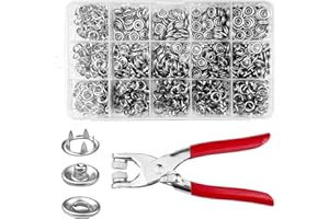 Chiluxendo 200 Sets Pistola Botones de Presion, 9.5mm Plata Corchetes de Presion Metalicos, Corchetes Costura, Snaps Metalicos, Remachadora Botones, Botón a Presión con Alicate de Botones Rapidos