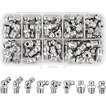 Set Ingrassatori 75 Pezzi - Raccordi M6 M8 M10 A 45&deg;, 90&deg;, 180&deg; Con Scatola Portautensili