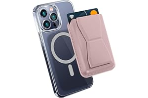 MyGadget Magnetyczny portfel Magsafe, z przegródką na kartę i podstawką, wykonany ze sztucznej skóry, kompatybilny z Apple iPhone 14, 13, seria 12, czarny, różowy, Magsafe Wallet, Minimalistyczny