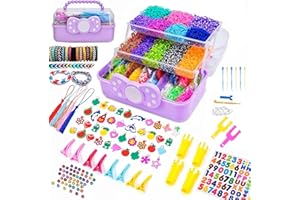 DASKID 17000+ Loom Bands Kit - 40 Vibrant Colors Loom Bands – Rubber Bands Bracelet Making Kit with A,B,C Beads, S Hooks and Tools with Storage Box - DIY Arts & Crafts Gift for Girls & Boys